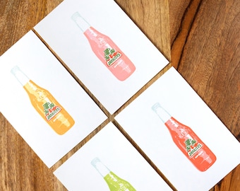 Jarritos Soda Art Print: Linocut Hand Carved (4x6)