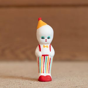 Handmade Clay Clown Figurine: Miniature Sculpture