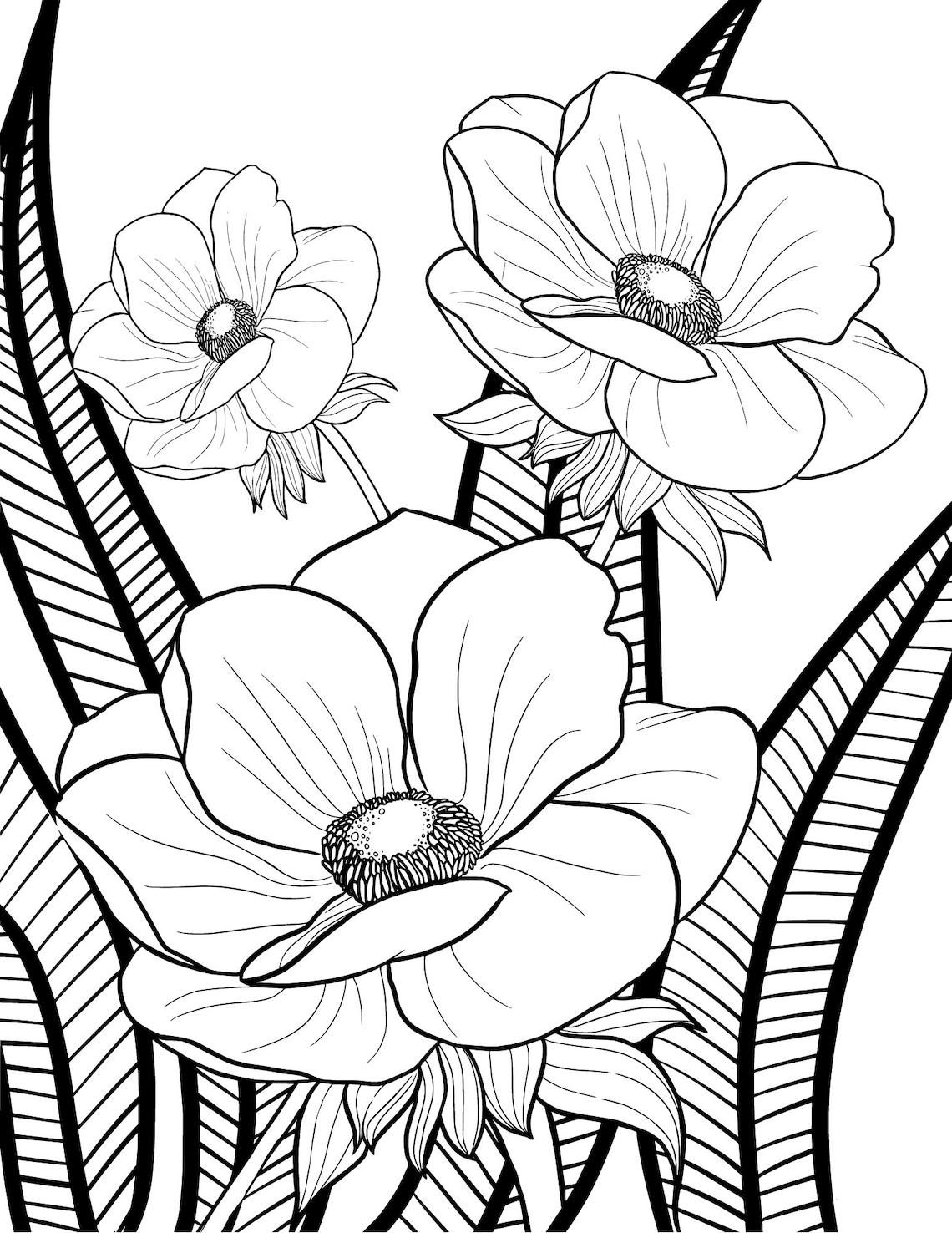 Flower Coloring Pages 40 Coloring Pages Coloring for Children / Coloring for Adult Etsy