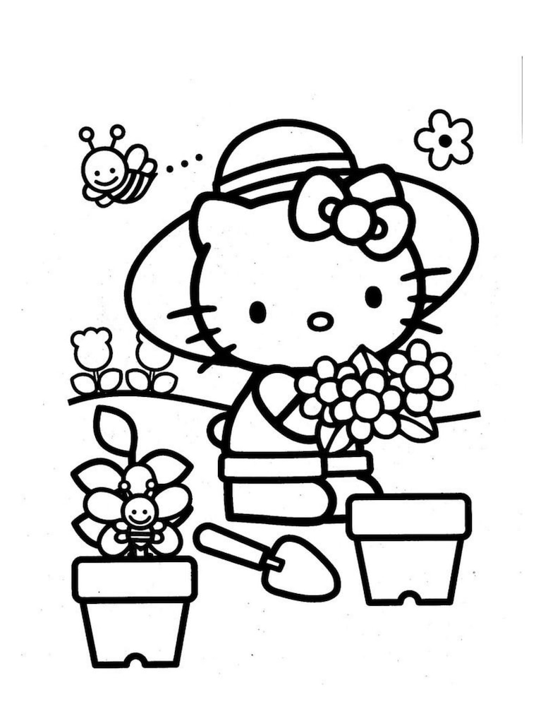 24 Pieces of Hello Kitty Coloring Pages / Coloring Page for Children / Activities Page for Children image 1