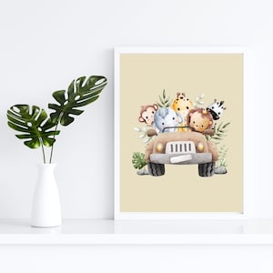 Wild life Safari / Children Wall Art / Home Decoration / Children Room / 4 Piece Printing Set / Safari Wall Art / Digital Print