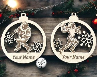 Ornamento natalizio personalizzato a forma di pallone da calcio, file tagliato al laser (file digitale)