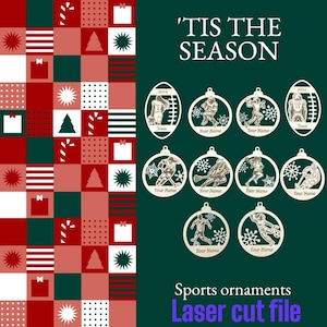 Personalized Sports Christmas Ornaments Laser File Bundle (Digital File)