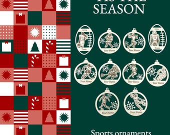 Personalized Sports Christmas Ornaments Laser File Bundle (Digital File)