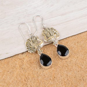 Dainty Black Spinel Earrings, Black Gemstone Earrings, Drop & Dangle Earrings, 925 Sterling Silver Jewelry, Wedding Gift, Earrings For Wife