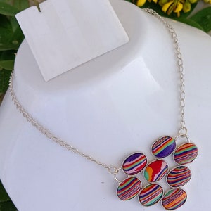 Tęczowy Calsilica Gemstone 925 Sterling Silver Plated Ręcznie robiony naszyjnik 18" Unisex Naszyjnik, Naszyjnik na szczęście dla bliskich,