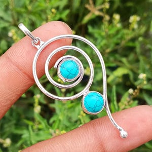 Kusząca!! Wisiorek z turkusowego kamienia szlachetnego na szczęście, wisior ze srebra próby 925, wisior Chakra Spin 1PC, biżuteria z wisiorkiem Spin Illusion