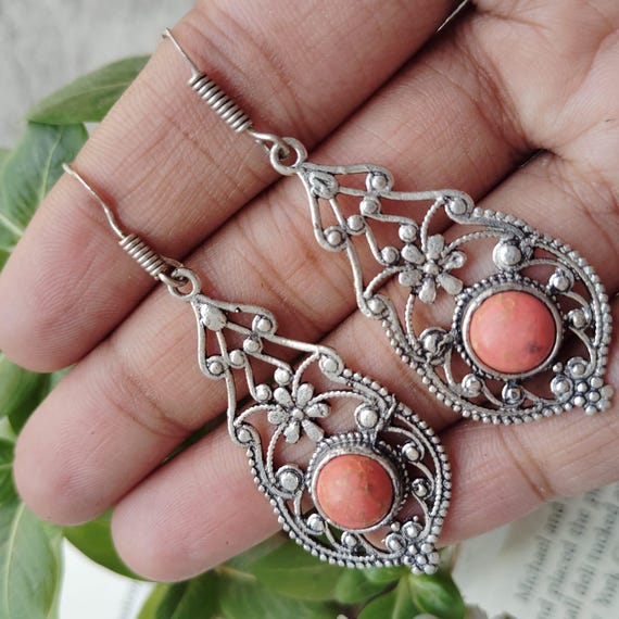 Aztekium Hintonii Pendientes Boho Retro Con Turquesa - Plata 925 Bañada, Colgante En Forma De Gota, Para Mujer Colgante Gota Retro