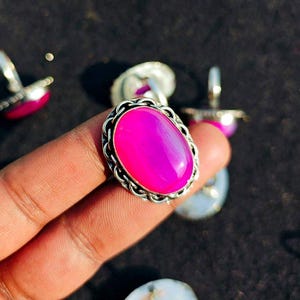 Groothandel kavel!!! Roze Botswaanse agaat edelsteen ring 925 sterling verzilverde ring Handgemaakte sieraden Bulk Lot Cadeau voor haar Gratis verzending