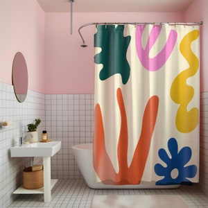 Abstract Coral Shower Curtain: Ocean Plants, Floral Pattern