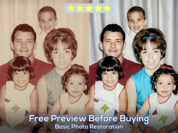 Free Preview Photo Restoration Service! Let us Restore and Colorize Old Images, Improve Quality, Restore Damaged Photos, Remove Blur, Gift