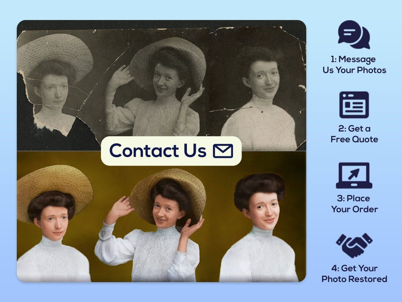 Free Quote Photo Restoration, Cotnact Photo Restoration, Free Estimation before Repairing Old Image