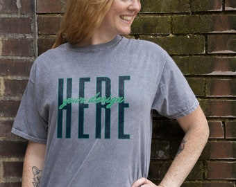 Colortone 1300 Mockup, Tie Dye Grey Unisex Mineral Wash TShirt, Female Lifestyle Model Mockup, Digital Download