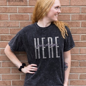 Colortone 1300 Mockup, Black Tie Dye Unisex Mineral Wash TShirt, Female Lifestyle Model Mockup, Digital Download