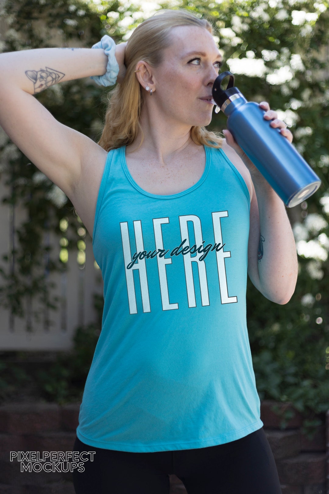 Next Level Women's Ideal Racerback Tank Top - Lightweight, 60% Cotton 40% Polyester, Tahiti Blue, Size Medium - View #9