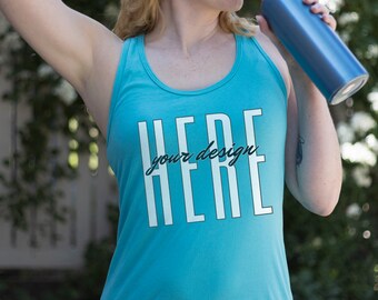 Next Level Apparel Women's Ideal Racerback Tank - Mint Tahiti, Large, 60% Cotton 40% Polyester Blend - View #11