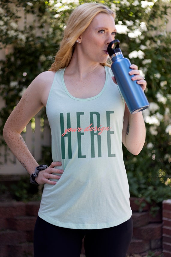 Next Level Apparel Women's Ideal Racerback Tank - 60% Cotton 40% Polyester, Tahiti Mint, Soft & Comfortable