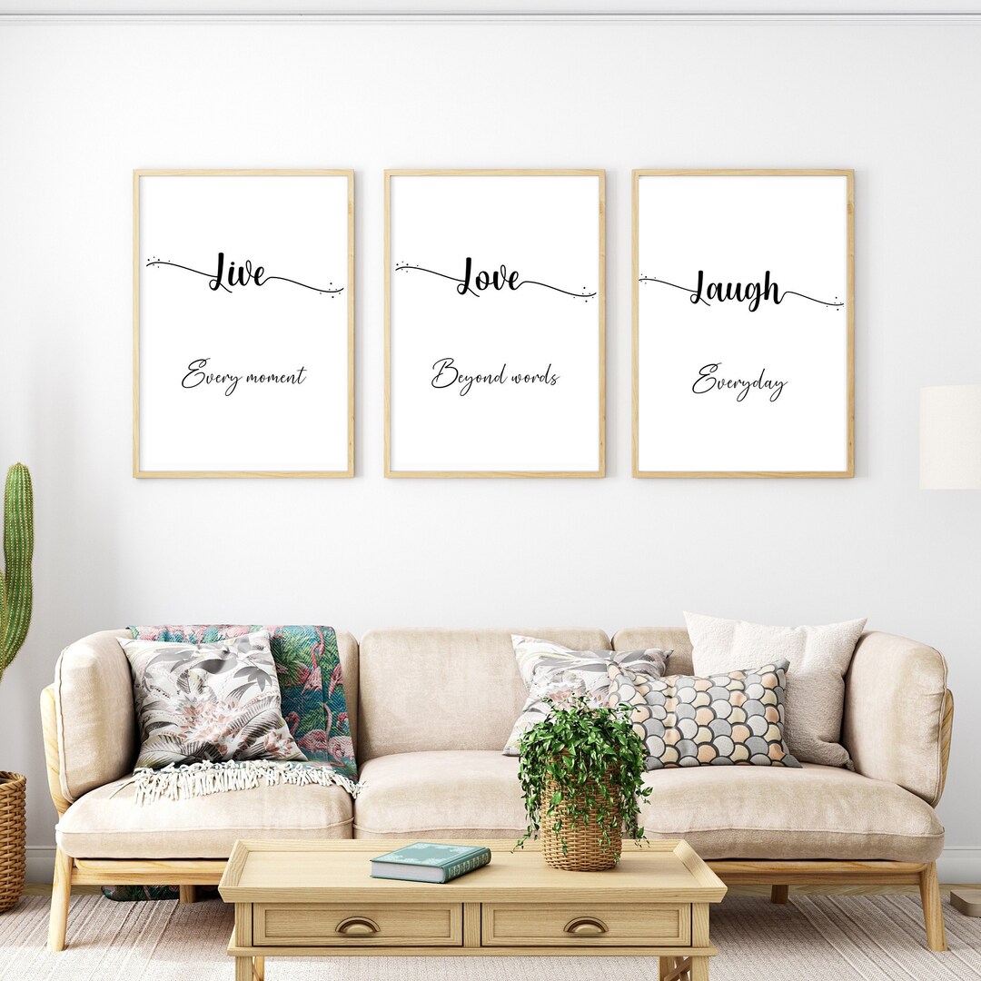 3 Panel Wall Art,live,love,laugh Printable, Art Decor Wallpaper,living