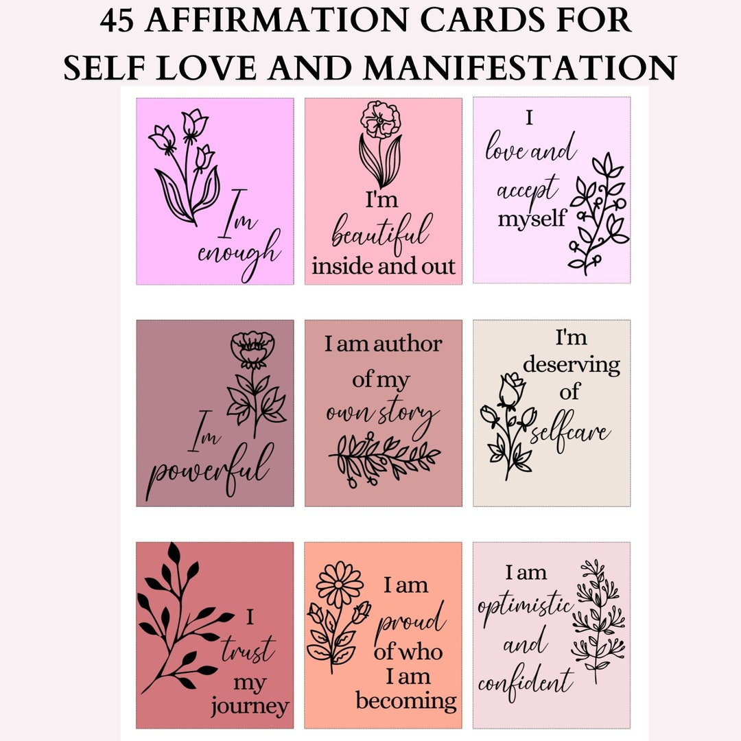 45 Affirmation Cards Digital Download Mindfulness Positive - Etsy UK