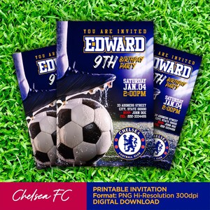Chelsea FC Birthday Printable Invitation - Digital Download