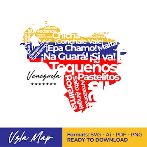 Mapa da Venezuela • Estilo venezuelano • Pronto para cortar em plotter • SVG - PDF - Ai - PNG