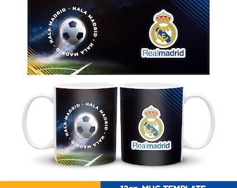 Plantilla de sublimación para taza del FC Real Madrid (12 oz, PNG, JPG)