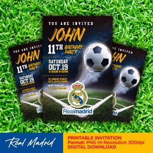 Invitation anniversaire Real Madrid imprimable - téléchargement numérique