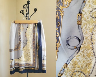 Vintage Silk Scarf Style Wrap Skirt