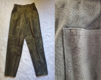 Vintage Loden Green Leather Pants