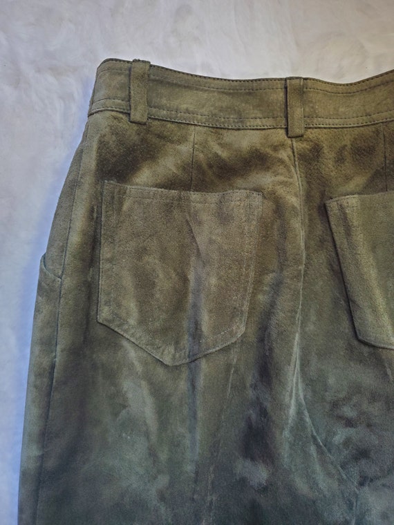 Vintage Loden Green Leather Pants - image 7