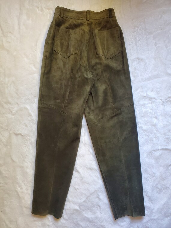 Vintage Loden Green Leather Pants - image 3