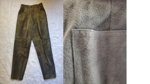 Vintage Loden Green Leather Pants - image 1