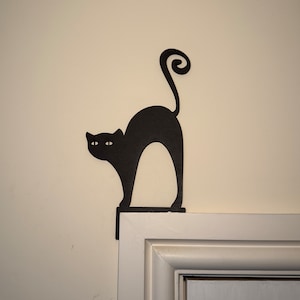 Halloween Black Cat Door Corner Decor: Laser-Cut Spooky Topper
