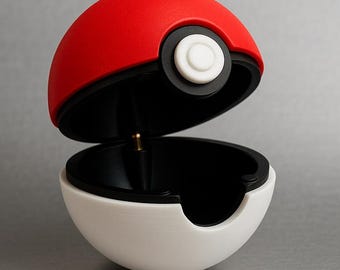 Caja clásica de Poké Ball / Vitrina coleccionable impresa en 3D con bisagras / Caja para anillos