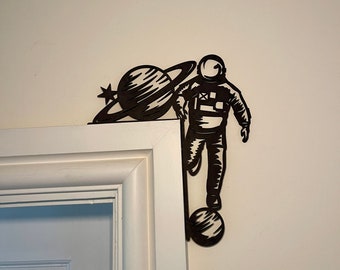 Children’s Astronaut Door Corner Decor - MDF Laser Cut Wall Art for Kids’ Room