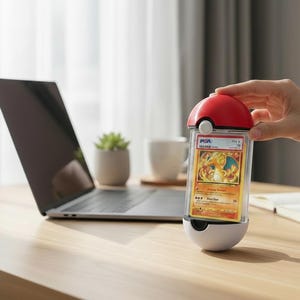 Soporte para tarjetas PSA de Pokébola, estuche para tarjetas Pokémon calificadas, expositor de tarjetas coleccionables, soporte para tarjetas PSA, decoración de escritorio Pokémon imagen 7