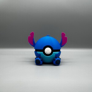 3D Printed Stitch Figure Pokeball | Anime Gamer Desk Decor image 12