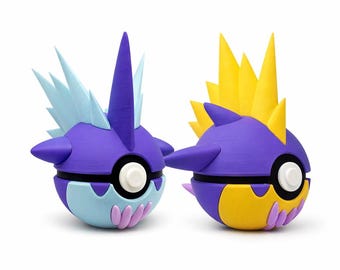 Toxtricity Pokeball Set, Pokemon Dekor, Amped und Low Key Form, 3D gedrucktes Pokemon Geschenk, Gaming Schreibtisch Regal Dekor