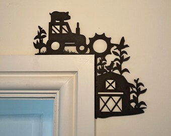 Farmyard Door Corner Decor: Laser Cut MDF Wall Art