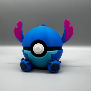 3D Printed Stitch Figure Pokeball | Anime Gamer Desk Decor image 15