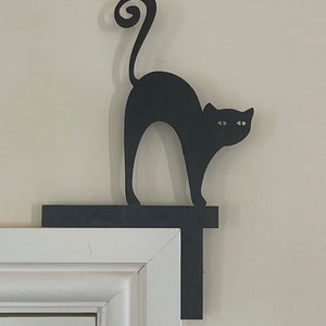 Laser-Cut Black Cat Halloween Door Corner Topper