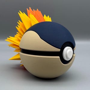 Handmade Cyndaquil Poké Ball: 3D Printed Fire-Type Display