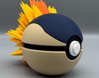 Handmade Cyndaquil Poké Ball: 3D Printed Fire-Type Display