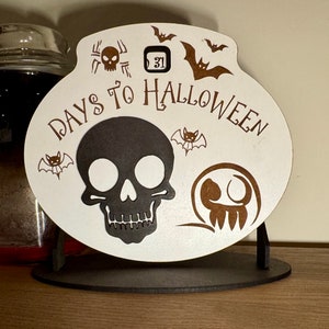 Skull and Crossbones Halloween Countdown Calendar - Days to Halloween Countdown Decor - Spooky Tabletop Display
