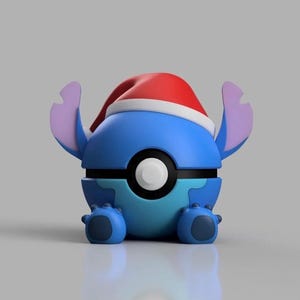 3D Printed Stitch Figure Pokeball | Anime Gamer Desk Decor image 2