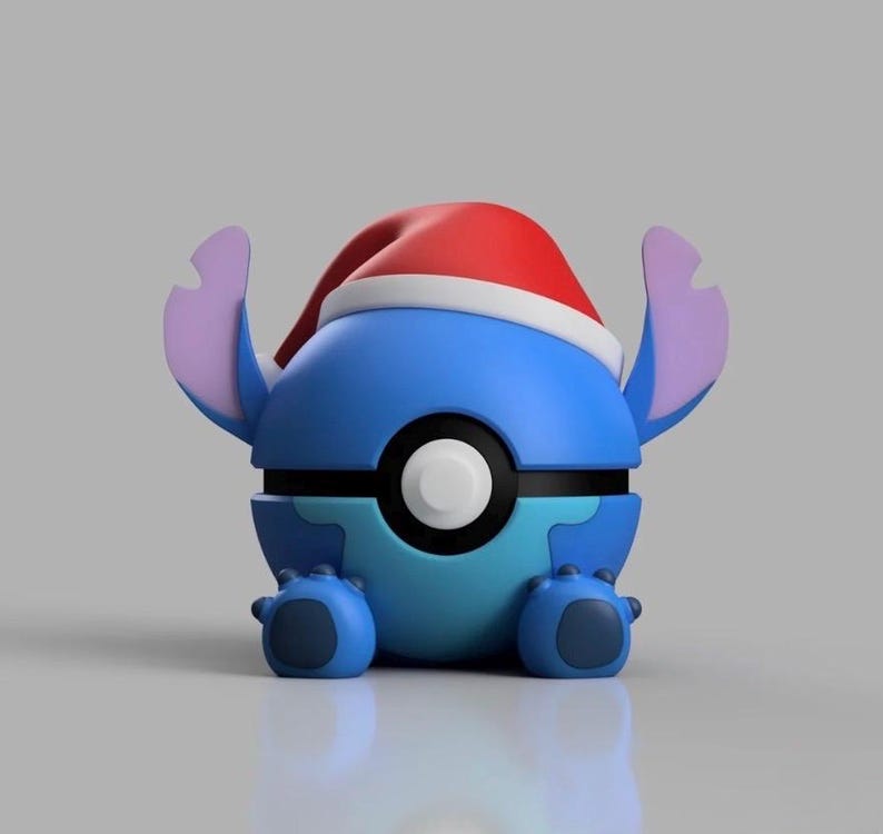 3D Printed Stitch Figure Pokeball | Anime Gamer Desk Decor image 2