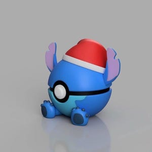 3D Printed Stitch Figure Pokeball | Anime Gamer Desk Decor image 5