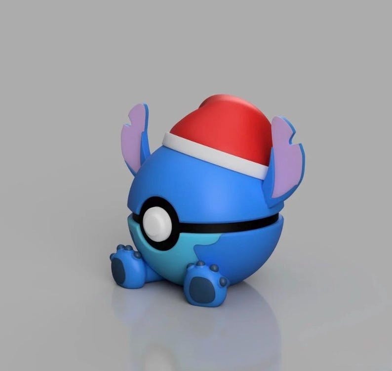 3D Printed Stitch Figure Pokeball | Anime Gamer Desk Decor image 5