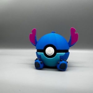 3D Printed Stitch Figure Pokeball | Anime Gamer Desk Decor image 7