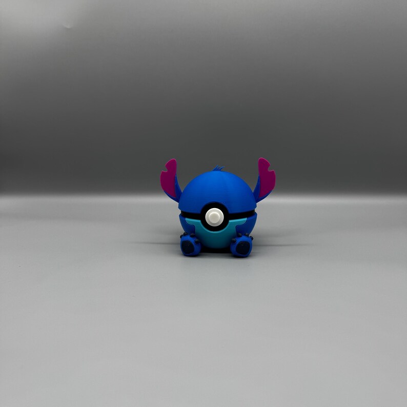 3D Printed Stitch Figure Pokeball | Anime Gamer Desk Decor image 14